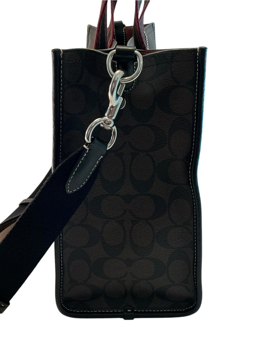 COACH SMITH Tote SN058 Brown, Black Signature COACH Logo MED Bag, Canvas Leather - Picture 6 of 15
